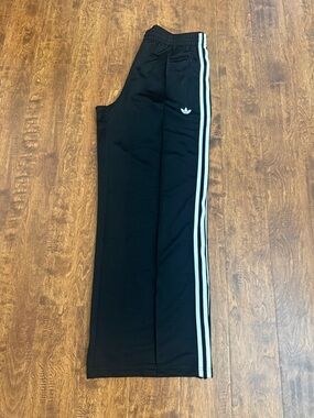 Adidas Women’s Black Track Pants with White Side Stripes Size L